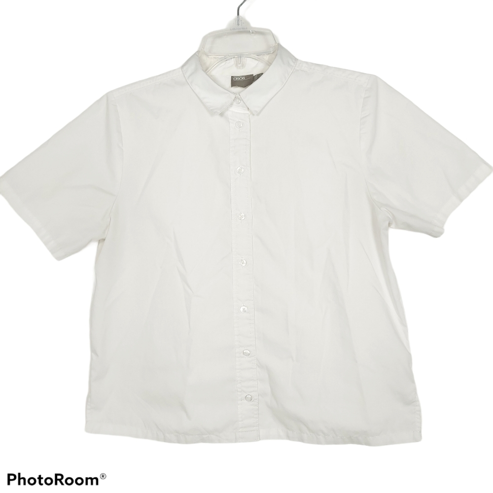 White Asos Button Front Short Sleeve Shirt